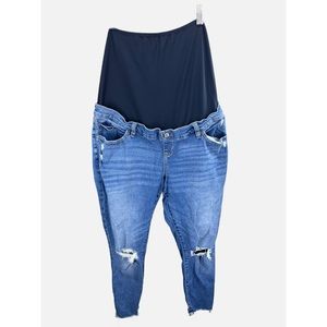 Abercrombie & Fitch The Super Skinny Ankle Maternity Jeans Distressed 33/16R